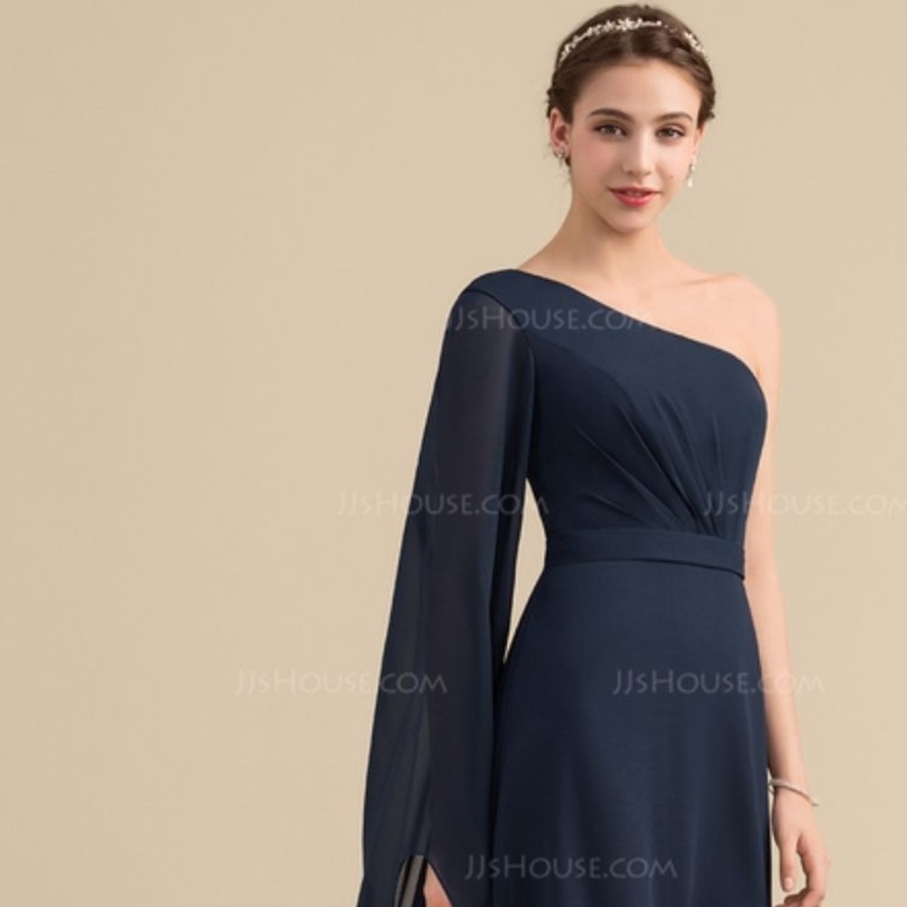 NWOT Navy A-Line/Princess One-Shoulder Dress